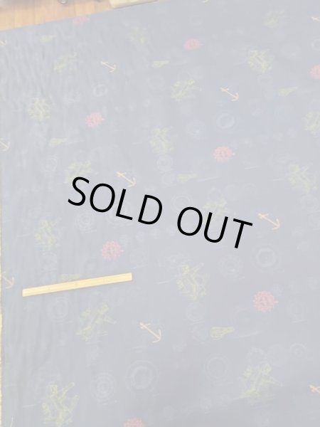 画像1: 生地： ギアパーツ柄（紺） (1)