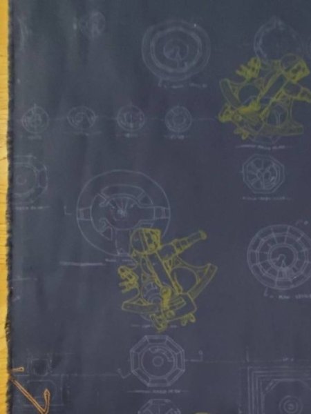 画像2: 生地: ギアパーツ柄(紺) (2)