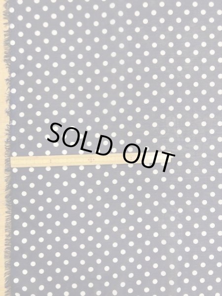 画像1: 生地：水玉柄プリントポリ（紺） (1)