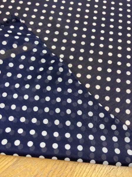 画像3: 生地:水玉柄プリントポリ(紺) (3)