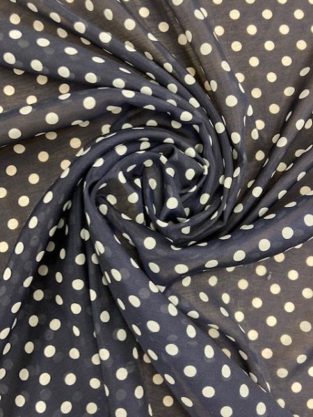 画像6: 生地:水玉柄プリントポリ(紺) (6)