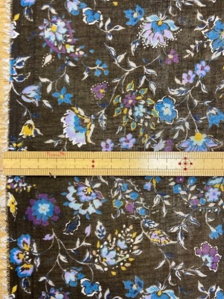 画像2: 生地:花柄ポリエステル(茶) (2)