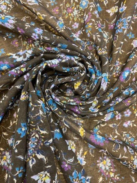 画像6: 生地:花柄ポリエステル(茶) (6)