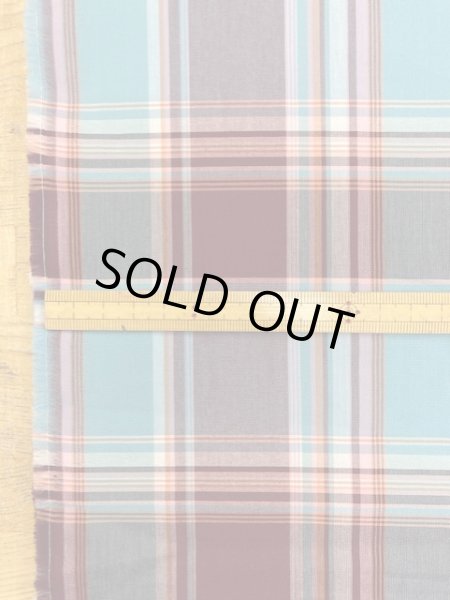 画像2: 生地:チェック柄コットン(水色/あずき) (2)