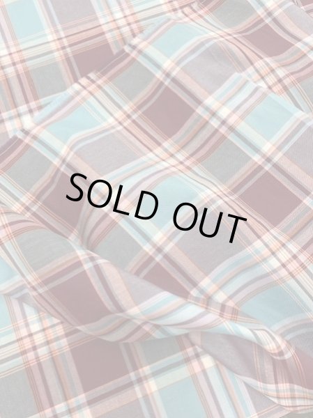 画像3: 生地:チェック柄コットン(水色/あずき) (3)