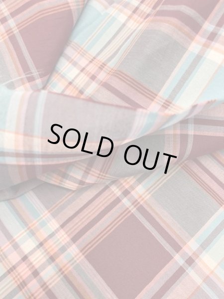 画像4: 生地:チェック柄コットン(水色/あずき) (4)