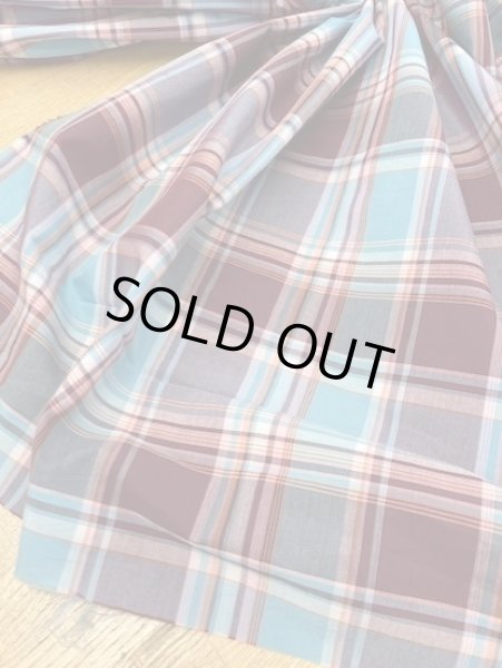 画像5: 生地:チェック柄コットン(水色/あずき) (5)