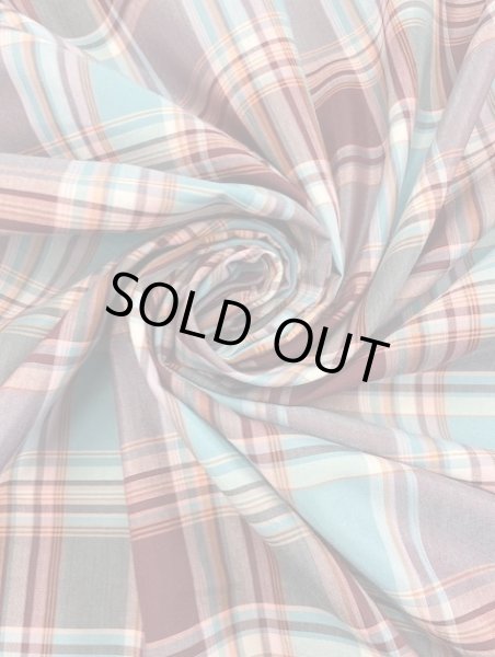 画像6: 生地:チェック柄コットン(水色/あずき) (6)