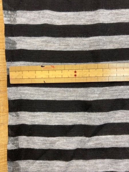 画像2: 生地:シルケット加工ボーダー柄天竺(グレー/黒) (2)