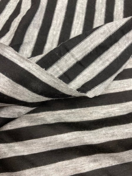 画像4: 生地:シルケット加工ボーダー柄天竺(グレー/黒) (4)