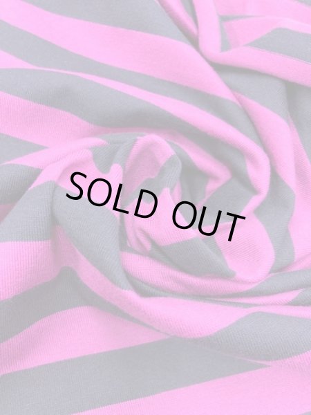 画像6: 生地:ボーダー柄天竺(濃ピンク/黒) (6)