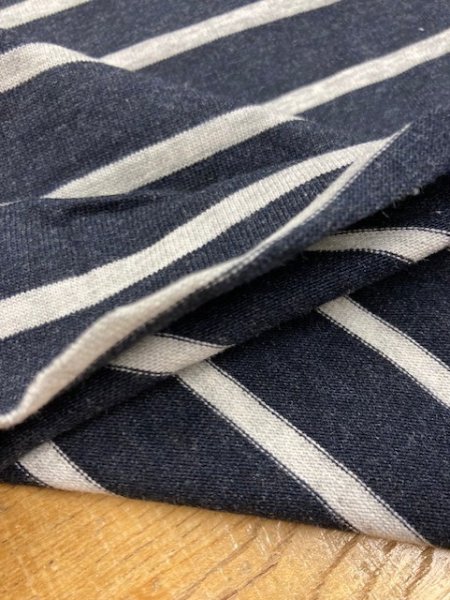 画像5: 生地:ボーダー柄天竺ニット(紺/白) (5)