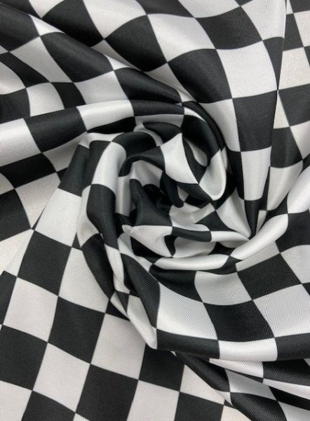画像7: 生地:格子柄ポリステル(黒/白) (7)