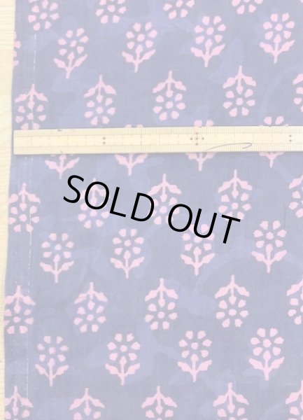 画像2: 生地:花柄インド綿(紺紫) (2)