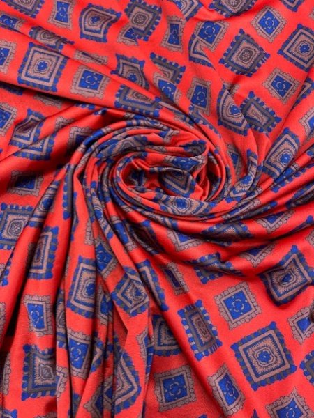 画像6: 生地:ポリエステルプリントニット(赤) (6)