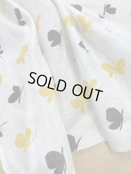 画像5: 生地:蝶柄リネン(白) (5)