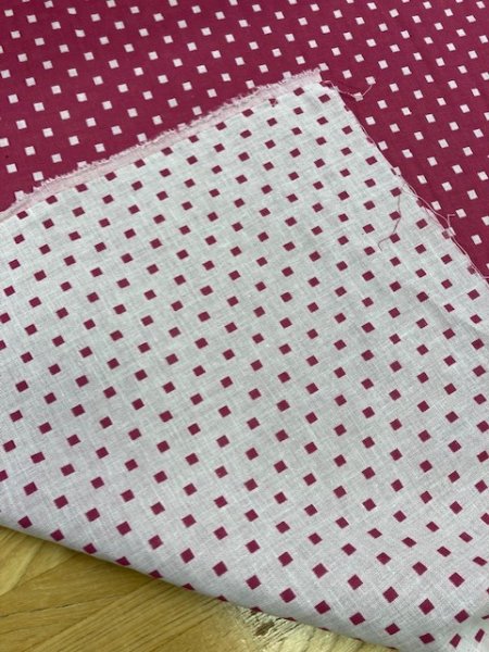 画像4: 生地:スクエア綿ダブルガーゼ (濃ピンク/白) (4)
