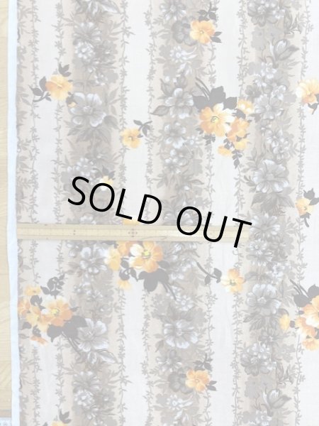 画像1: 生地：花柄ストライプコットン（ベージュ） (1)