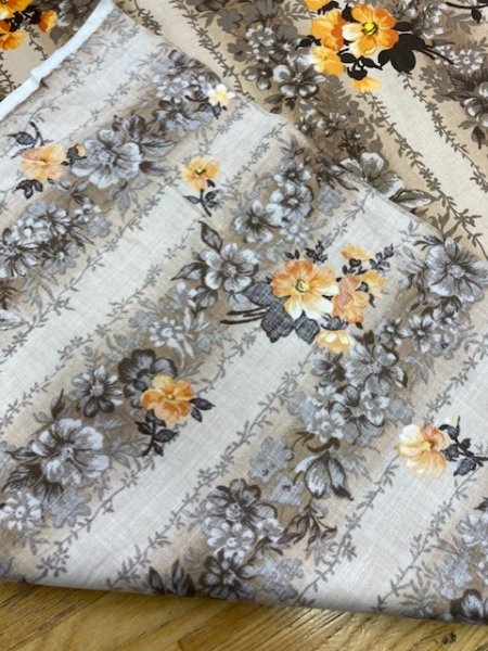 画像3: 生地:花柄ストライプコットン(ベージュ) (3)