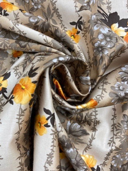 画像6: 生地:花柄ストライプコットン(ベージュ) (6)
