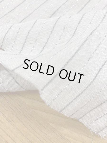 画像4: 生地:ラメストライプ柄綿麻(白/グレー) (4)