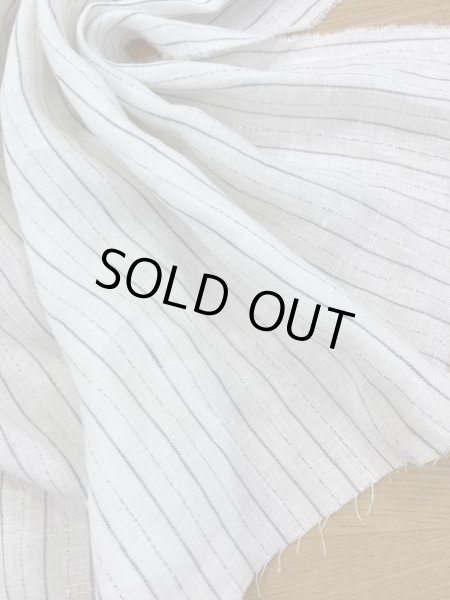 画像5: 生地:ラメストライプ柄綿麻(白/グレー) (5)