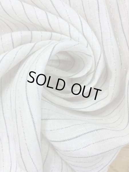 画像6: 生地:ラメストライプ柄綿麻(白/グレー) (6)