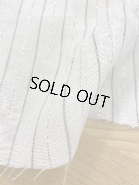 画像7: 生地:ラメストライプ柄綿麻(白/グレー) (7)