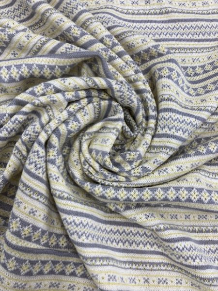 画像6: 生地:柄綿ジャガードニット(クリーム/グレー) (6)