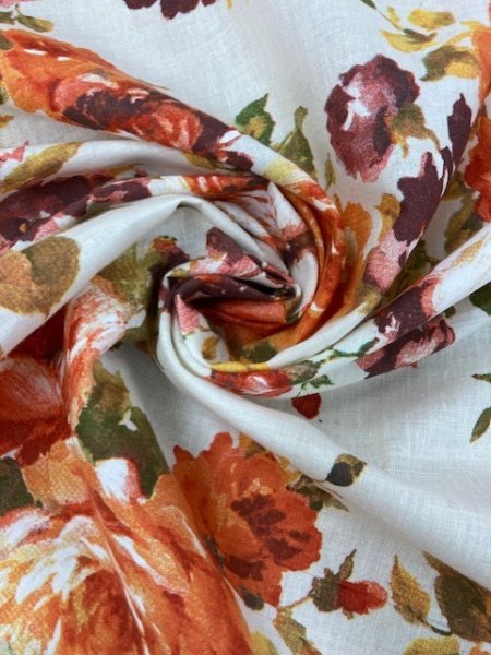 画像7: 生地:花柄コットンリネン(キナリ) (7)