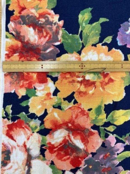 画像3: 生地:花柄コットンリネン(紺) (3)