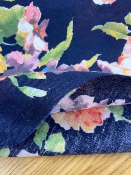 画像5: 生地:花柄コットンリネン(紺) (5)