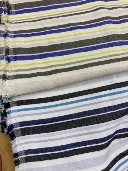 画像7: 生地:マルチボーダー織り(白/ブルー系) (7)