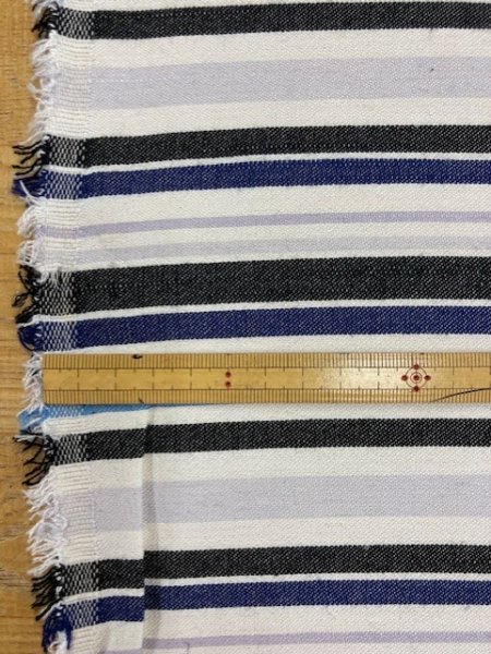 画像2: 生地:マルチボーダー織り(白/ブルー系) (2)