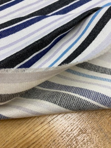 画像4: 生地:マルチボーダー織り(白/ブルー系) (4)