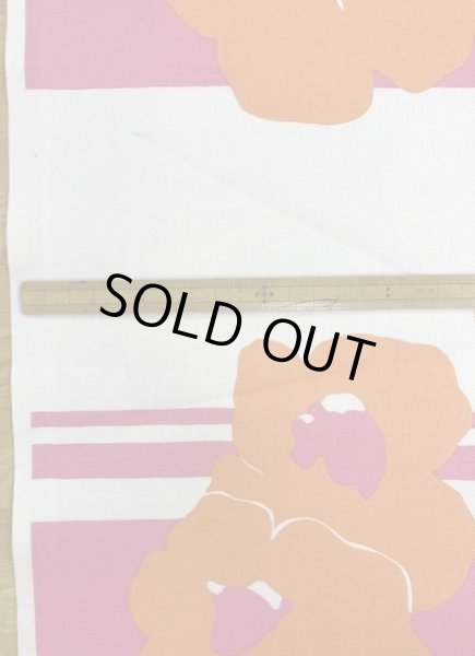 画像2: 生地:ボーダー大きい花柄綿(ピンク/オレンジ) (2)