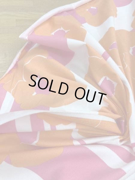 画像6: 生地:ボーダー大きい花柄綿(ピンク/オレンジ) (6)