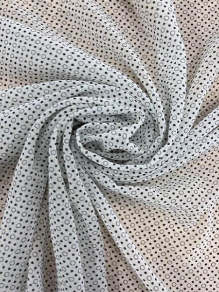 画像6: 生地：リング水玉柄シフォン（白／黒） (6)