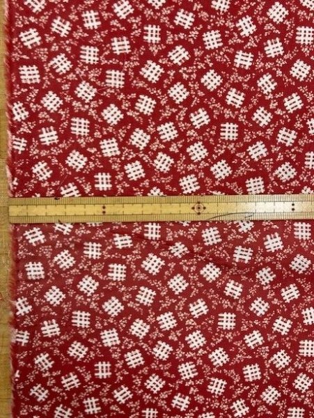 画像2: 生地:格子葉っぱ柄綿(赤) (2)