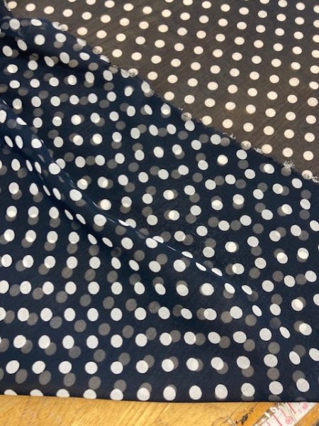 画像3: 生地:水玉柄シフォン(ネイビー) (3)