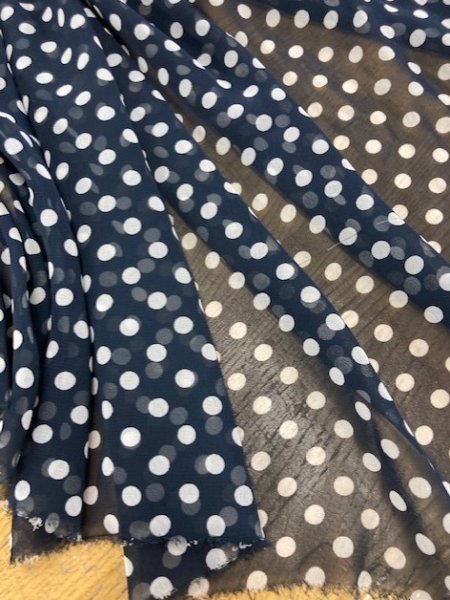 画像5: 生地:水玉柄シフォン(ネイビー) (5)