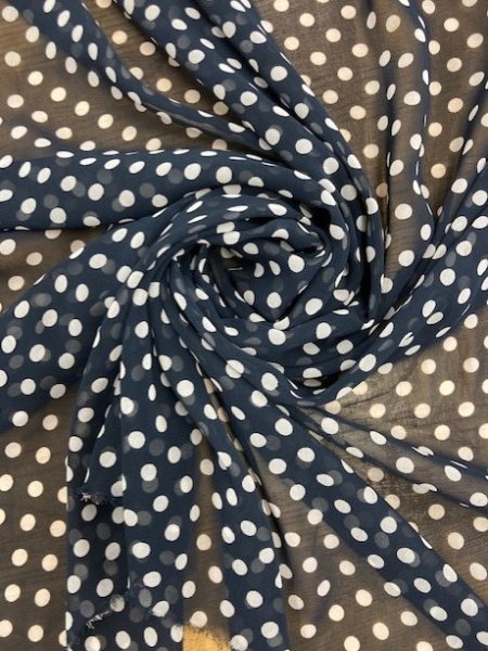 画像6: 生地:水玉柄シフォン(ネイビー) (6)