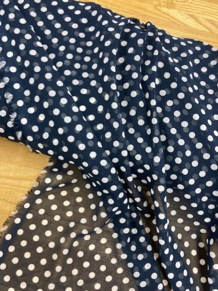 画像7: 生地:水玉柄シフォン(ネイビー) (7)
