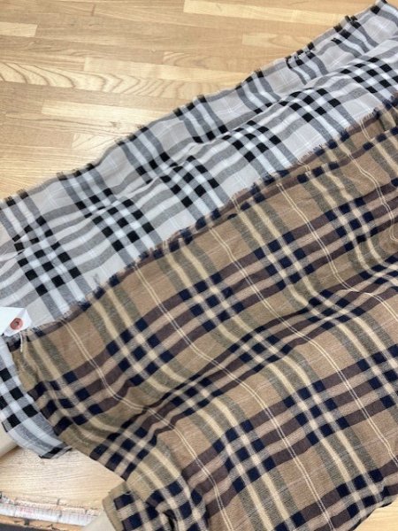 画像7: 生地:チェック柄ウールガーゼ(薄ベージュ) (7)