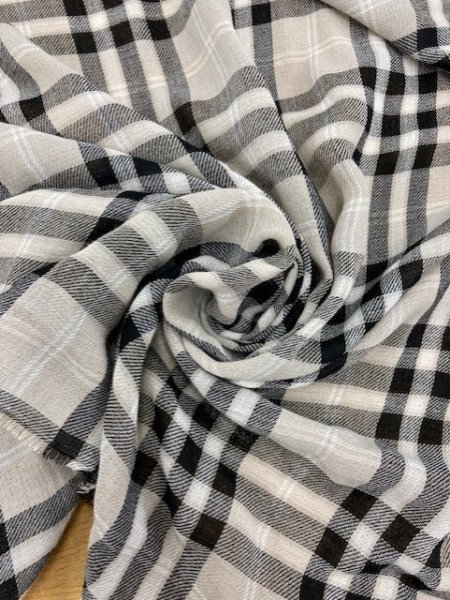 画像6: 生地:チェック柄ウールガーゼ(薄ベージュ) (6)