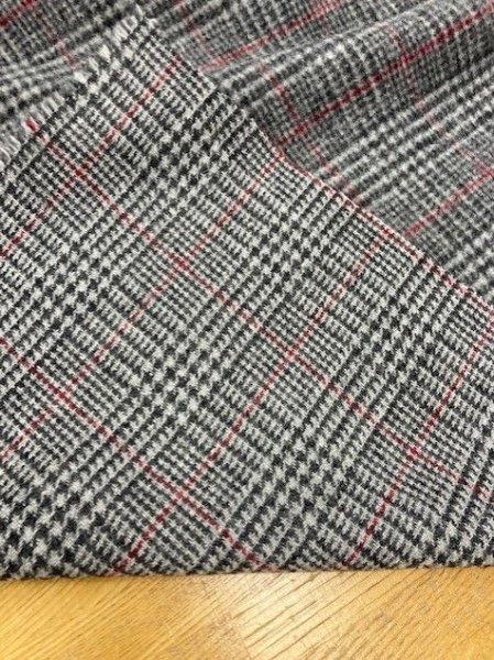 画像4: 生地: チェック裏起毛ウール(グレー系) (4)