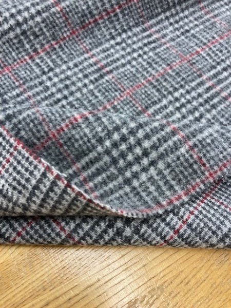 画像5: 生地: チェック裏起毛ウール(グレー系) (5)