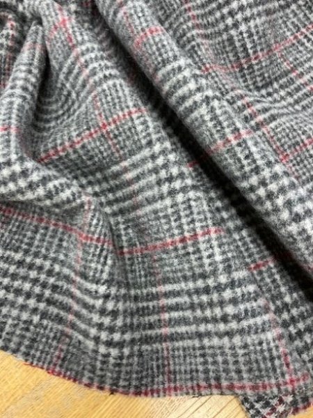 画像6: 生地: チェック裏起毛ウール(グレー系) (6)