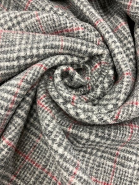 画像7: 生地: チェック裏起毛ウール(グレー系) (7)