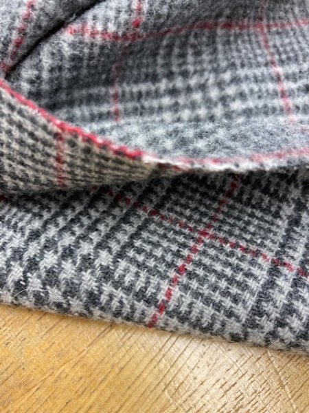画像8: 生地: チェック裏起毛ウール(グレー系) (8)